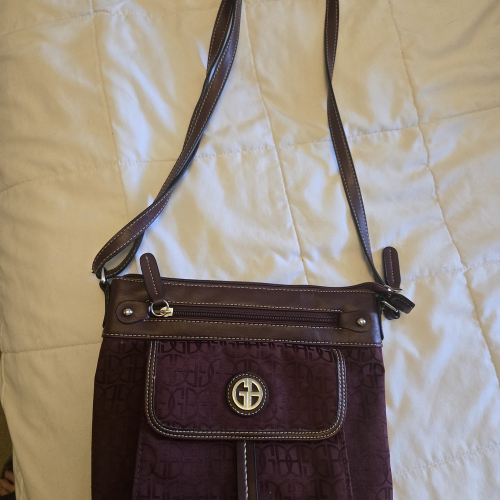 Giani Bernini Gold-tone Emblem Burgundy Crossbody Bag